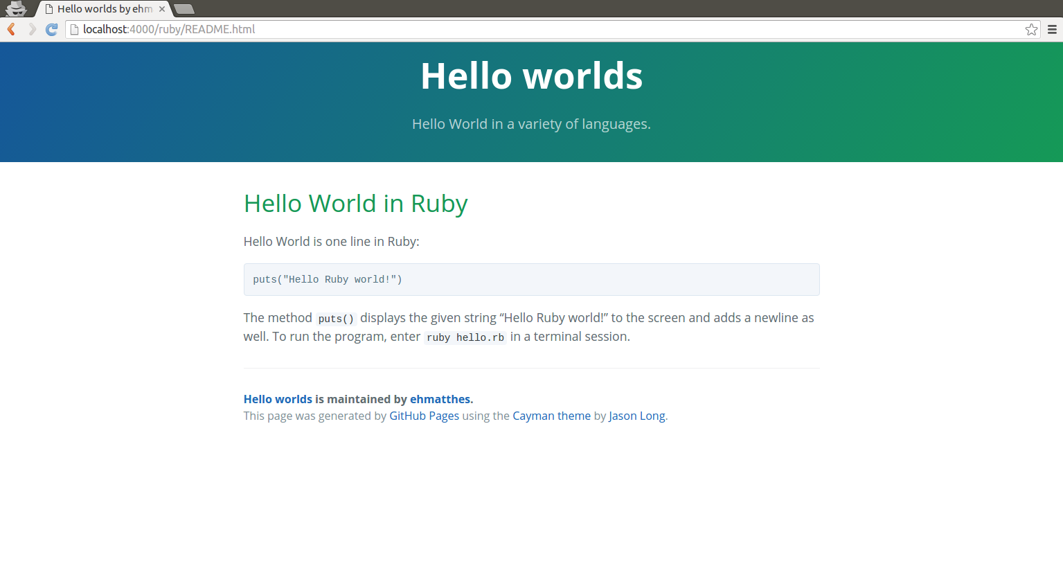 Ruby README page